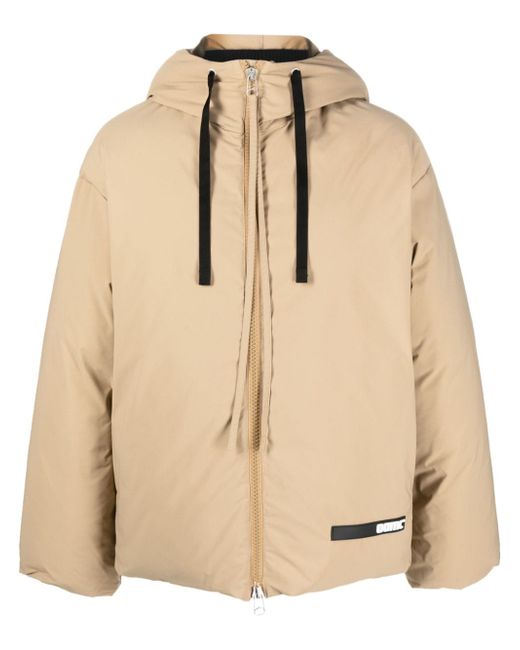 Oamc logo-patch hooded puffer jacket