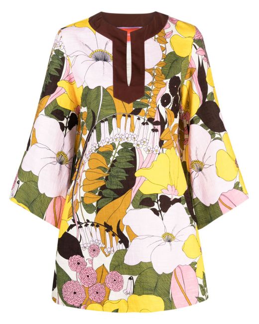 La Double J. The Kaftan Mini floral-print dress