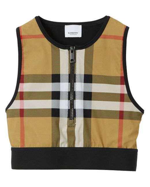 Burberry Vintage Check-pattern sleeveless crop top