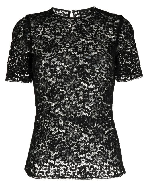 Del Core floral-lace short-sleeved T-shirt