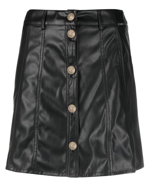 Liu •Jo embossed-button faux-leather skirt