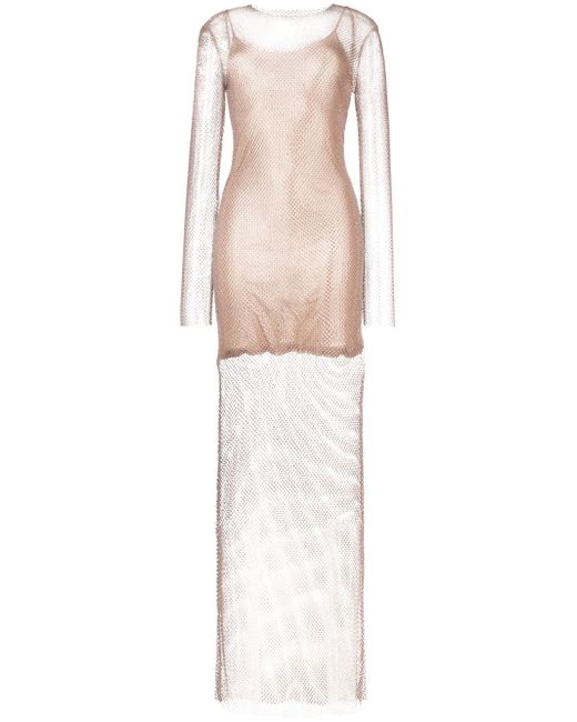 Genny rhinestone-embellished long-sleeve maxi dress