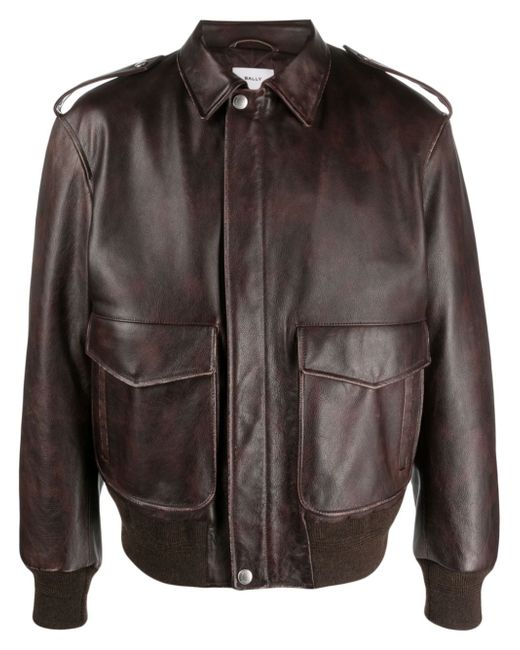 Bally pockets bomber leather jacket