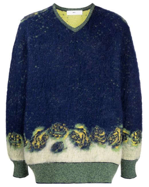 Toga V-neck patterned intarsia-knit sweater