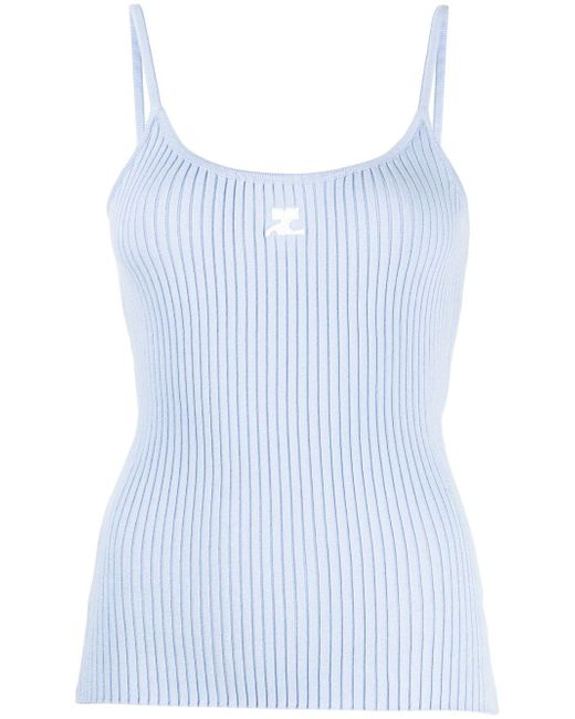 Courrèges logo-embossed ribbed-knit tank top
