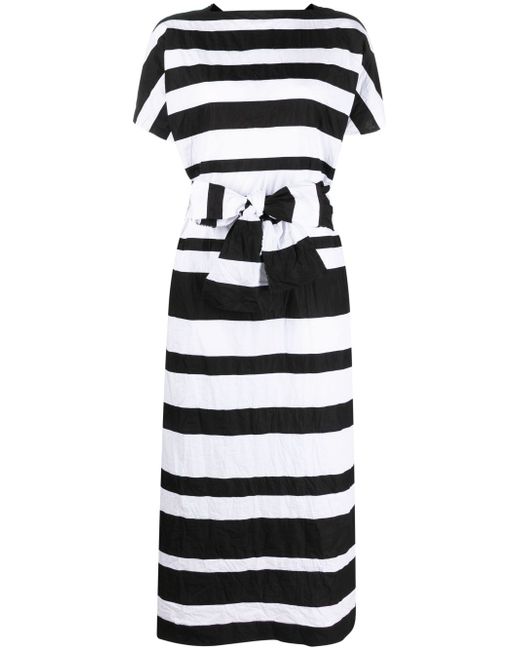 Daniela Gregis crinkled-effect striped midi dress