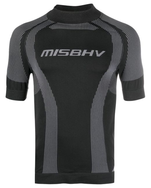 Misbhv logo-print striped performance T-shirt