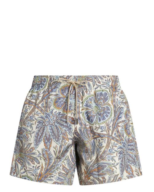 Etro paisley foliage-print swim shorts