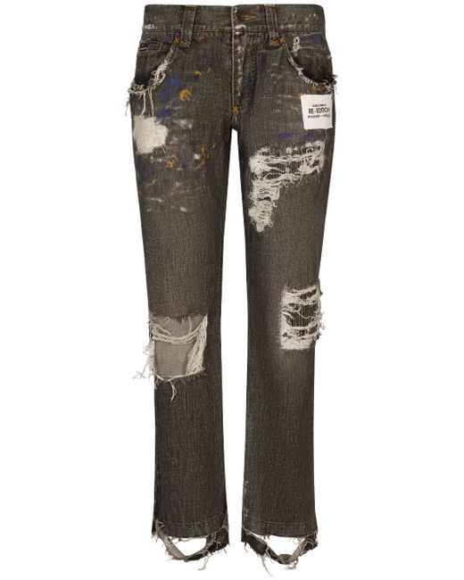 Dolce & Gabbana Re-Edition ripped straight-leg jeans