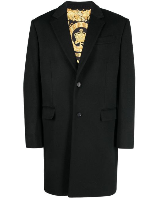 Versace single-breasted logo-patch coat