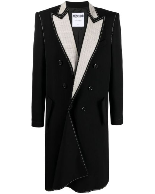 Moschino contrast-lapels double-breasted coat