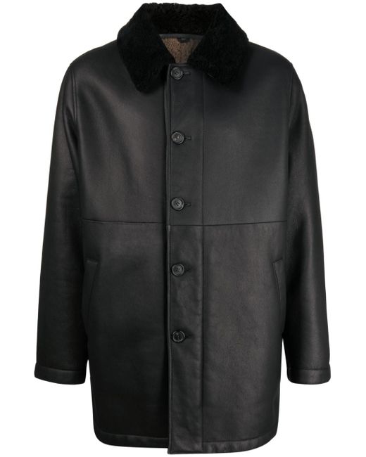 Dunhill single-breasted leather coat