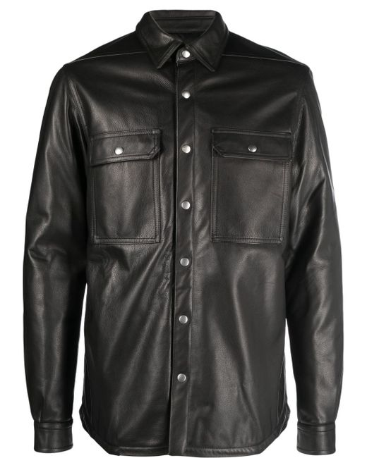 Rick Owens chest-pocket leather shirt jacket