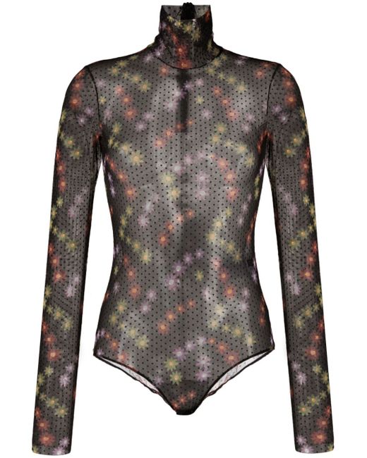 Etro floral-print point desprit bodysuit