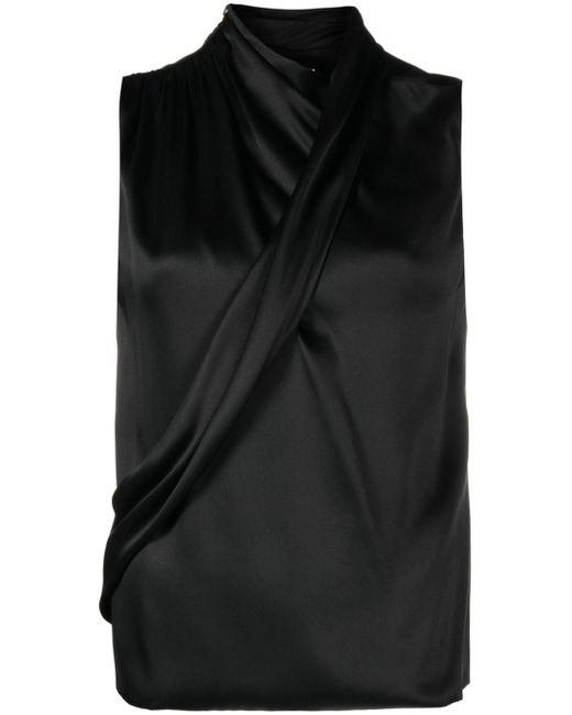 Giorgio Armani sleeveless draped satin-silk top