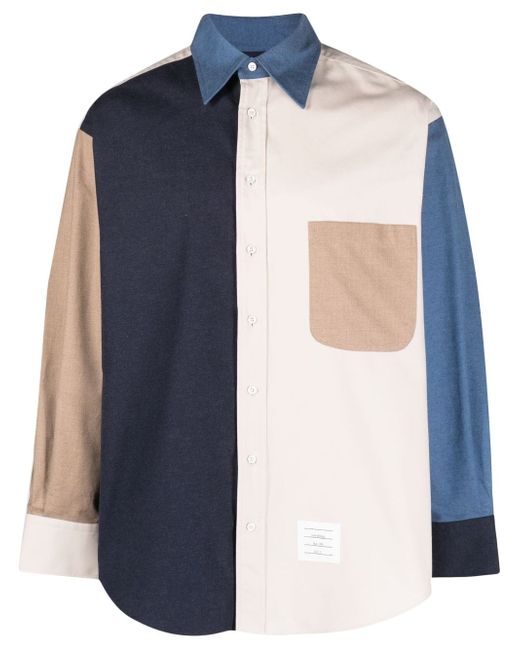 Thom Browne patchwork long-sleeve shirt