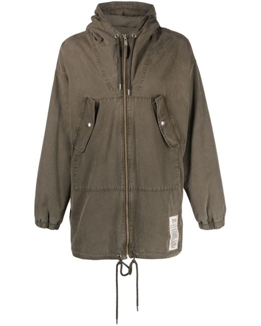 Moschino logo-patch zip-up jacket