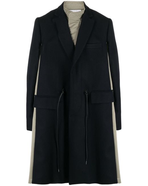 Sacai drawstring-waist wool coat