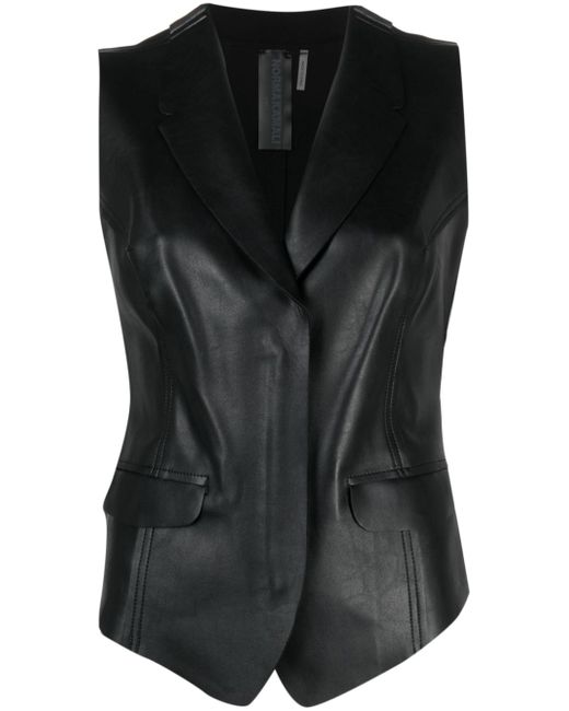 Norma Kamali notch-lapel faux-leather waistcoat