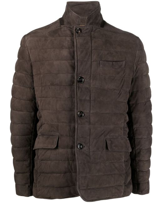Moorer padded leather jacket