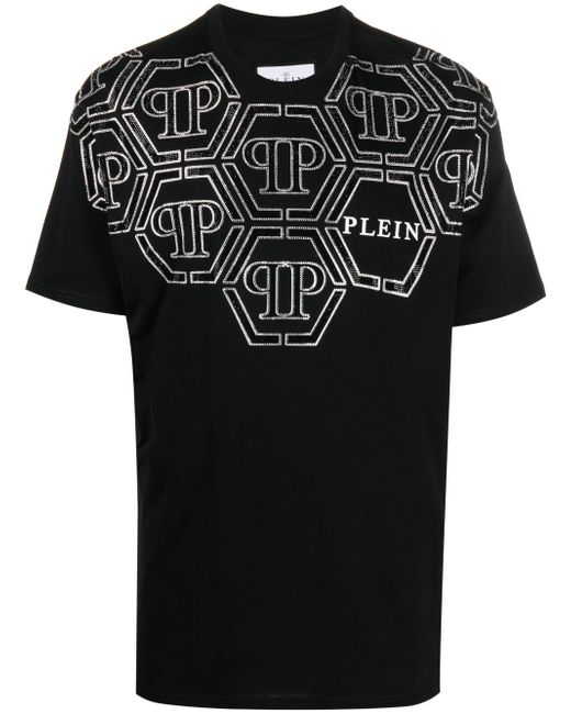 Philipp Plein SS Hexagon rhinestone-embellished T-shirt