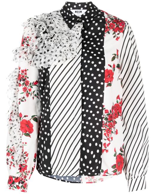 Msgm floral-print ruffled blouse