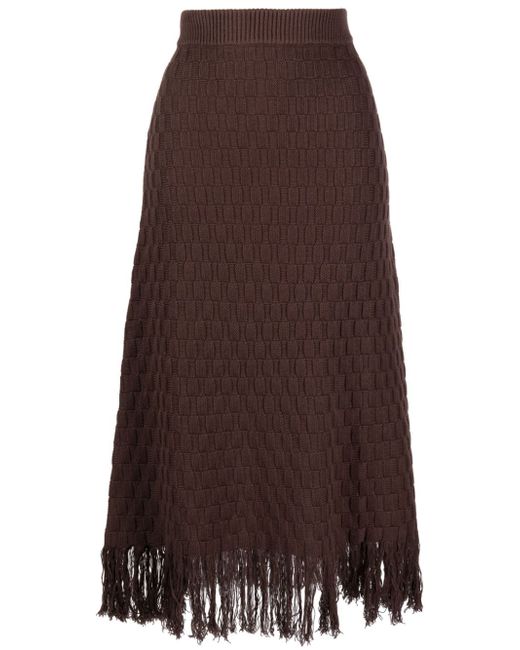 b+ab frayed-hem knitted midi skirt