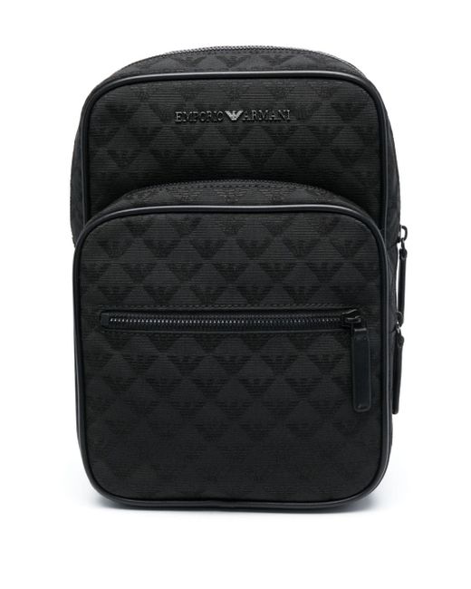 Emporio Armani logo-lettering monogram-jacquard backpack