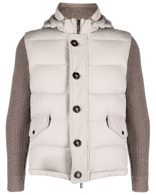 Moorer contrast-sleeve padded jacket