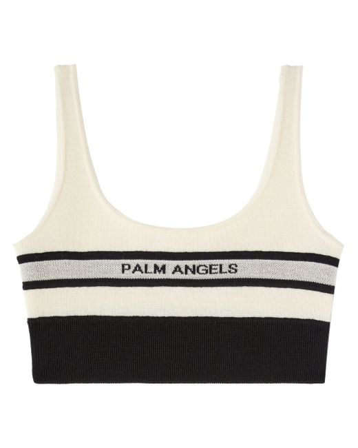 Palm Angels intarsia-knit logo bra top