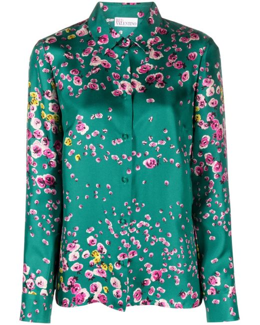 RED Valentino floral-print long-sleeve shirt