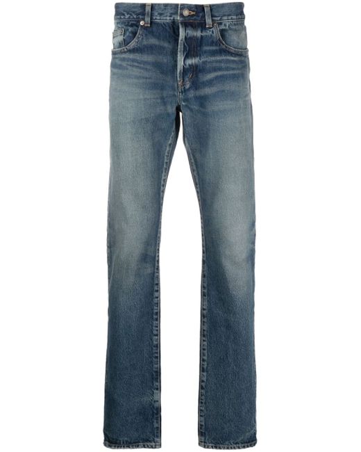 Saint Laurent stonewashed straight-leg jeans