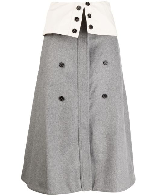 Rokh A-line wool-blend midi skirt