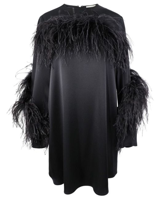 Lapointe feather-embellished crepe dress
