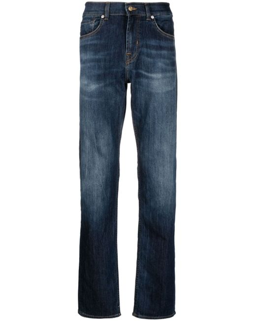 7 For All Mankind stonewashed straight-leg jeans