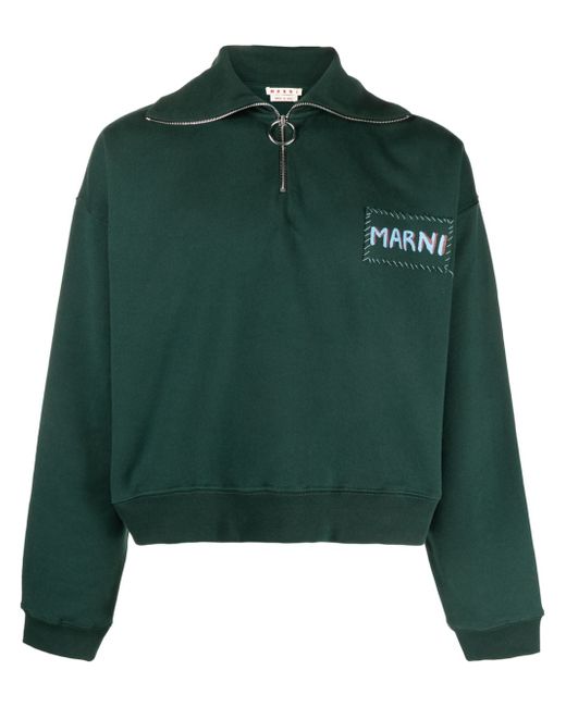 Marni logo-print short-zip sweatshirt