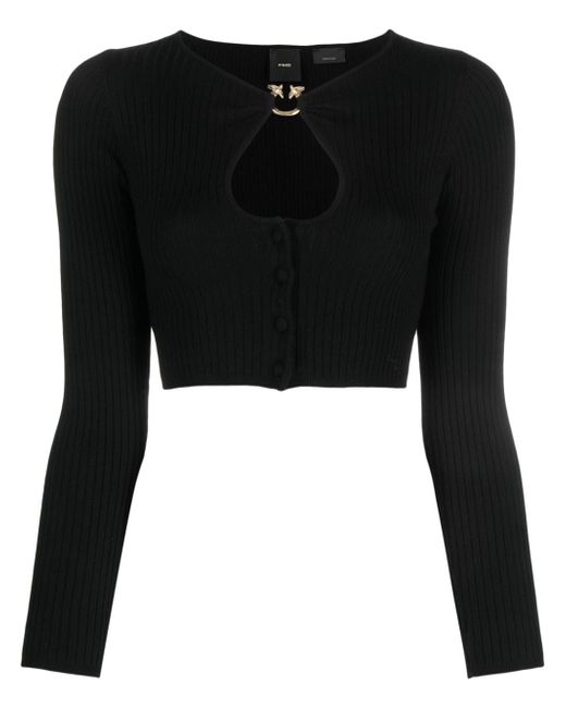 Pinko cut-out ribbed-knit cropped cardigan