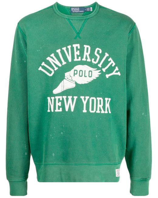 Polo Ralph Lauren graphic-print fleece-texture sweatshirt
