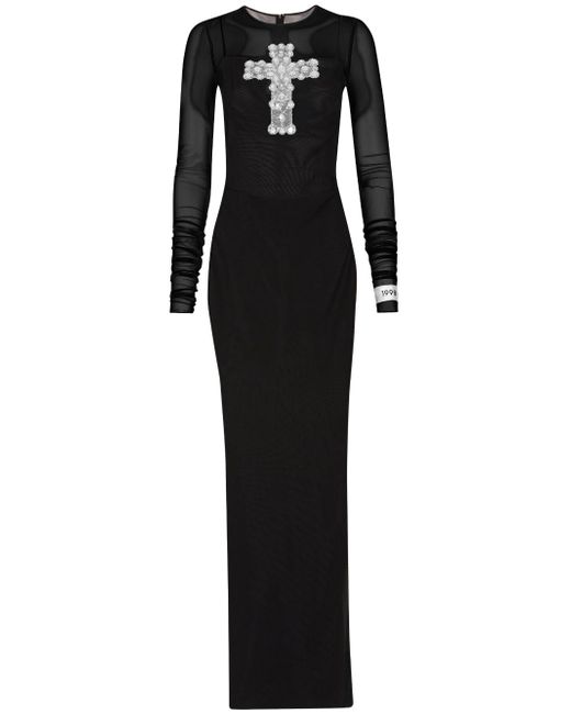Dolce & Gabbana cross-embellished tulle long dress
