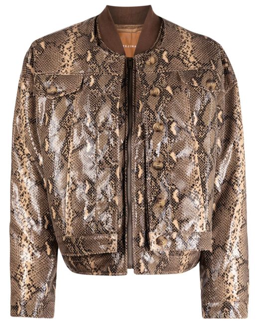 Rejina Pyo Wells snakeskin-print bomber jacket
