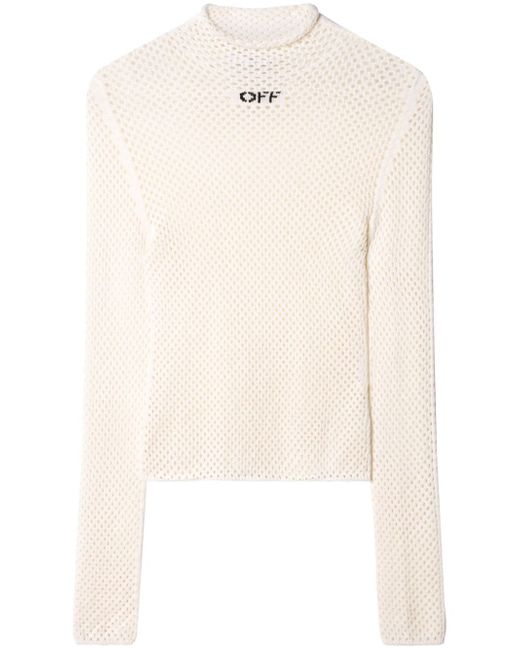 Off-White OFF-logo open-knit top