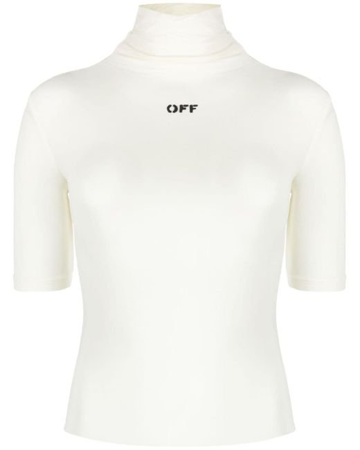 Off-White logo-print mock-neck top