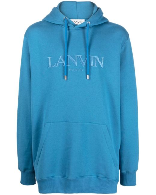 Lanvin logo-embroidered fleece hoodie
