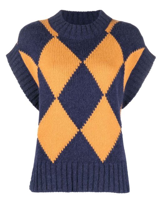 La Double J. argyle intarsia-knit vest