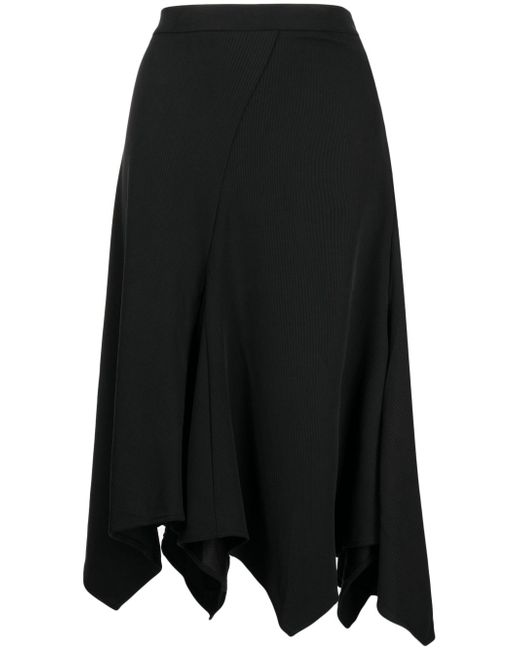 b+ab asymmetric ribbed-knit midi skirt