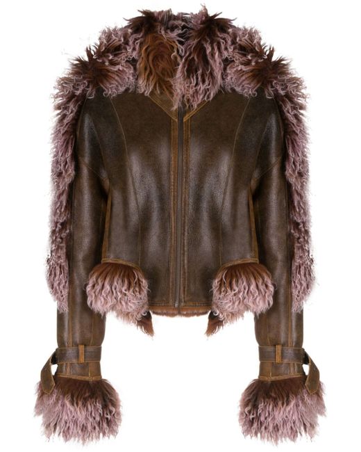 Jean Paul Gaultier x KNWLS shearling-trim leather jacket