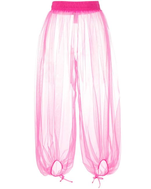 Styland semi-sheer tulle cropped trousers