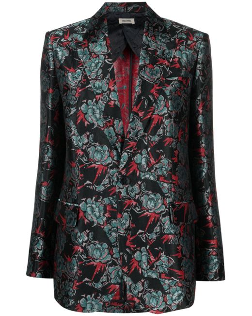 Zadig & Voltaire floral-jacquard single-breasted blazer