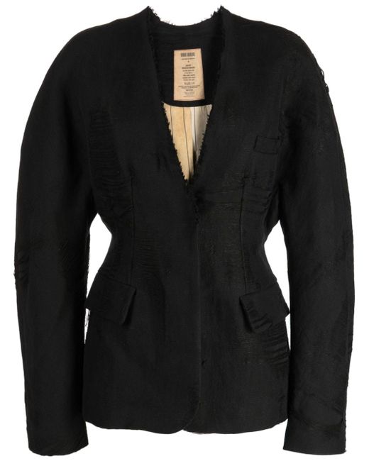Uma Wang frayed-detail fitted blazer