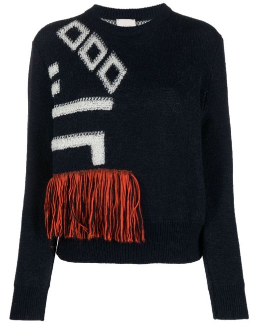 Alysi intarsia-knit fringe jumper
